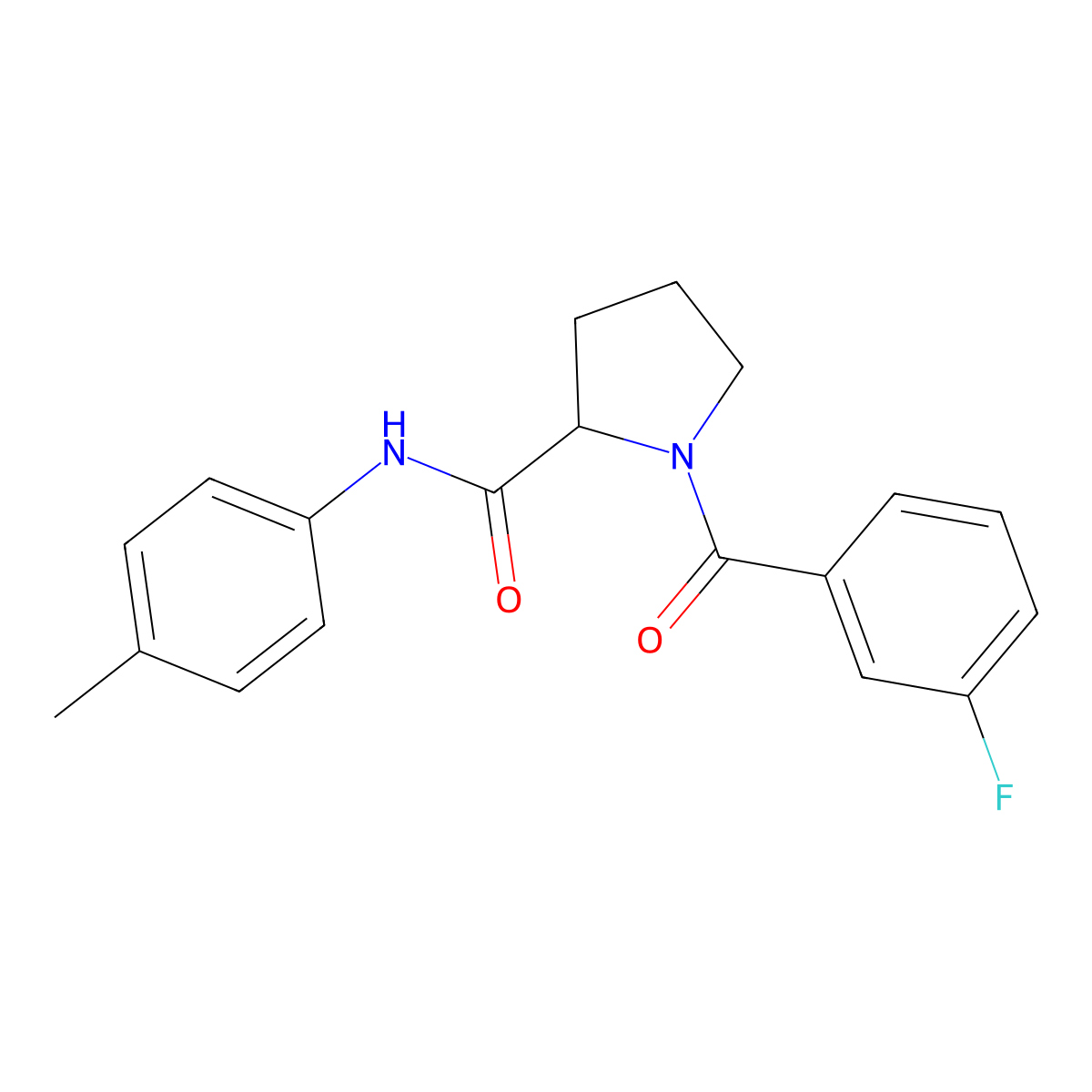 1-[(3-fluorophenyl)carbonyl]-N-(4-methylphenyl)prolinamide molecular structure, CAS 1266377-82-5