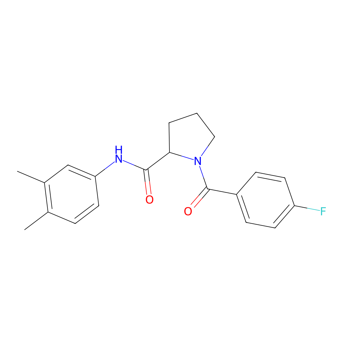 N-(3,4-dimethylphenyl)-1-[(4-fluorophenyl)carbonyl]prolinamide molecular structure, CAS 1266377-91-6