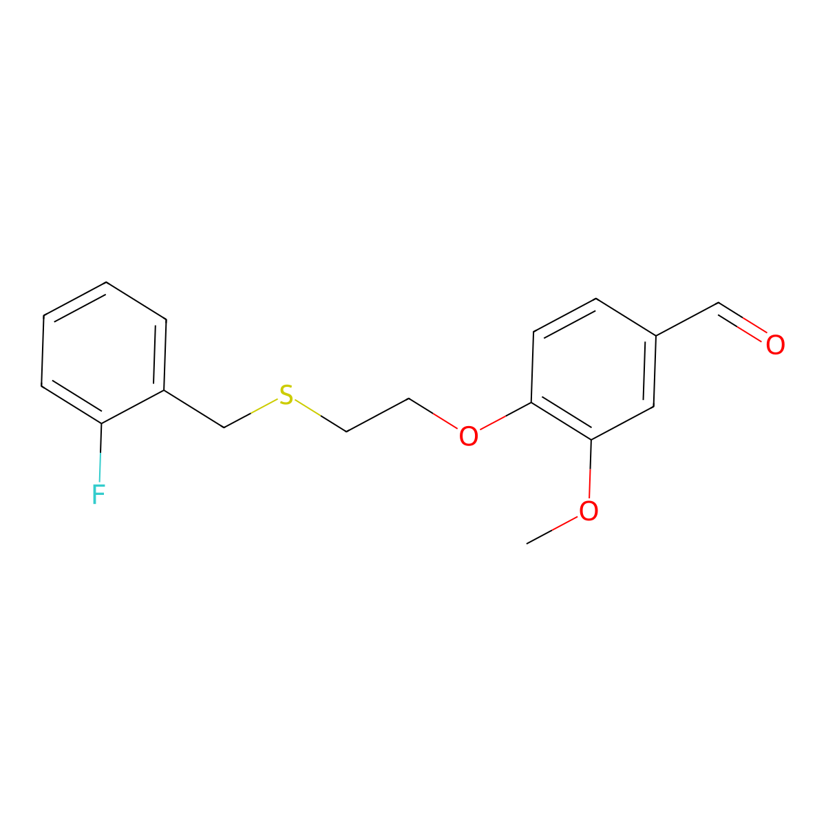 4-{2-[(2-Fluorobenzyl)sulfanyl]ethoxy}-3-methoxybenzaldehyde molecular structure, CAS 1266378-01-1