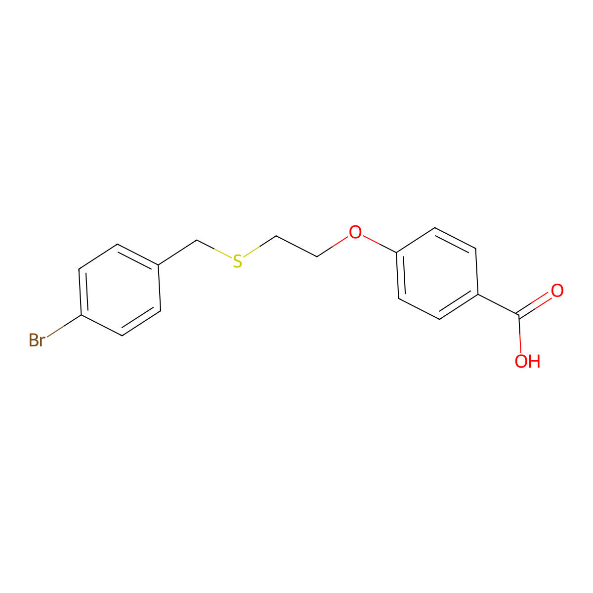4-{2-[(4-Bromobenzyl)sulfanyl]ethoxy}benzoic acid molecular structure, CAS 1266378-20-4