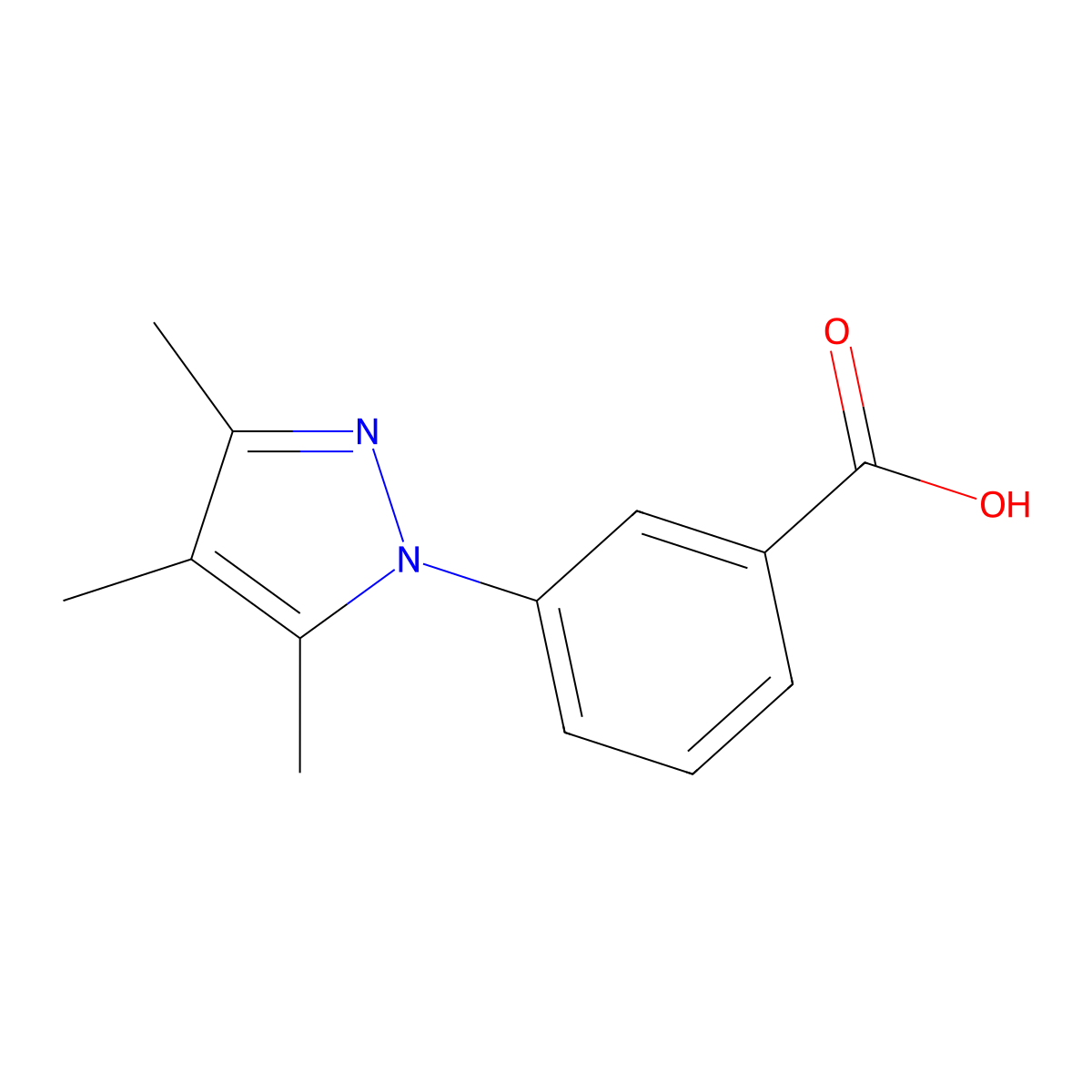 3-(3,4,5-trimethyl-1H-pyrazol-1-yl)benzoic acid molecular structure, CAS 1266378-45-3
