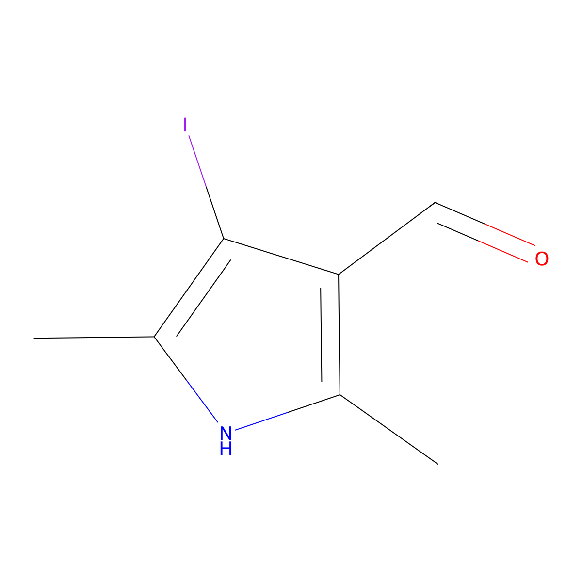4-iodo-2,5-dimethyl-1H-pyrrole-3-carbaldehyde molecular structure, CAS 1266378-77-1