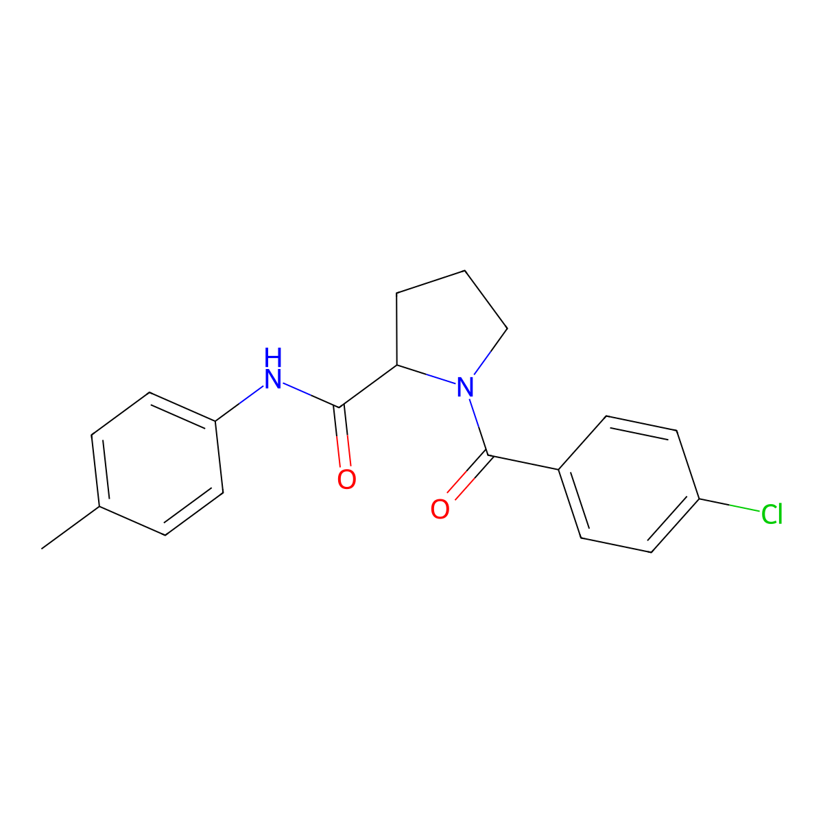 1-[(4-chlorophenyl)carbonyl]-N-(4-methylphenyl)prolinamide molecular structure, CAS 1266378-83-9
