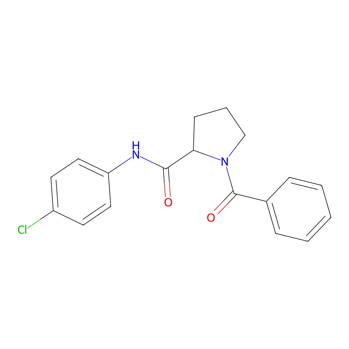 N-(4-chlorophenyl)-1-(phenylcarbonyl)prolinamide molecular structure, CAS 1266378-92-0