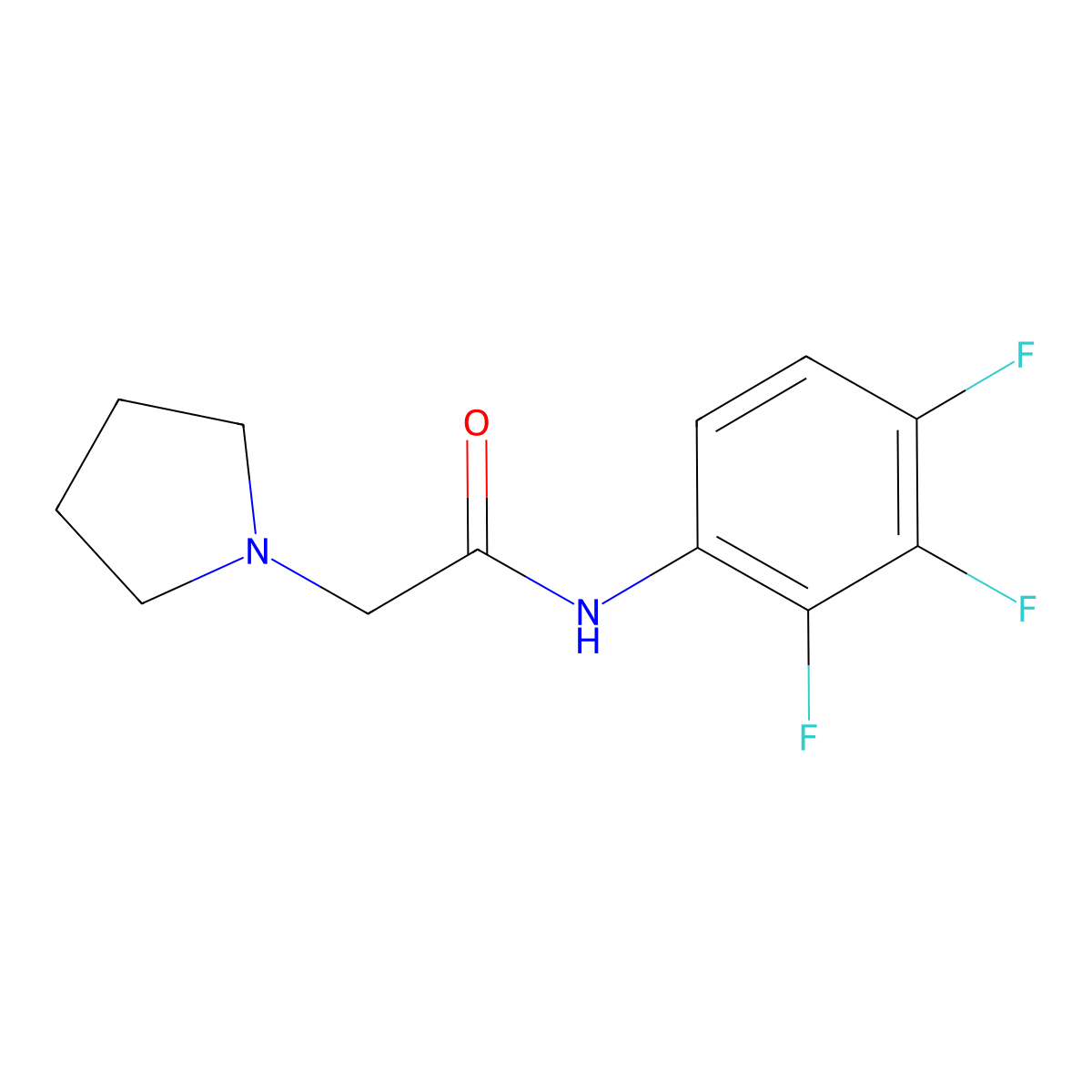 2-(pyrrolidin-1-yl)-N-(2,3,4-trifluorophenyl)acetamide molecular structure, CAS 1266379-91-2