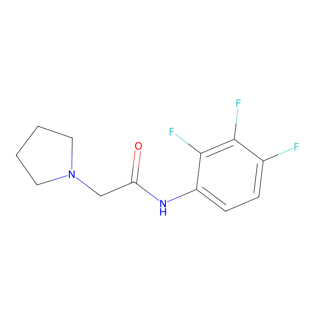 2-(pyrrolidin-1-yl)-N-(2,3,4-trifluorophenyl)acetamide molecular structure, CAS 1266379-91-2