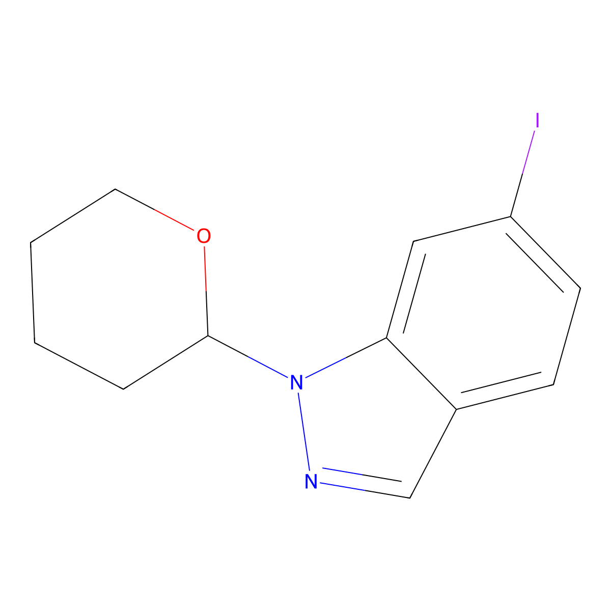6-Iodo-1-(tetrahydro-2H-pyran-2-yl)-1H-indazole molecular structure, CAS 1266386-30-4