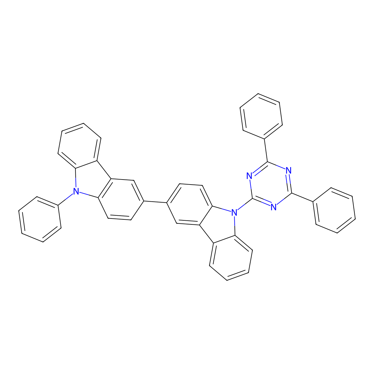 9-(4,6-diphenyl-1,3,5-triazin-2-yl)-3-(9-phenyl-9H-carbazol-3-yl)-9H-carbazole molecular structure, CAS 1266389-01-8