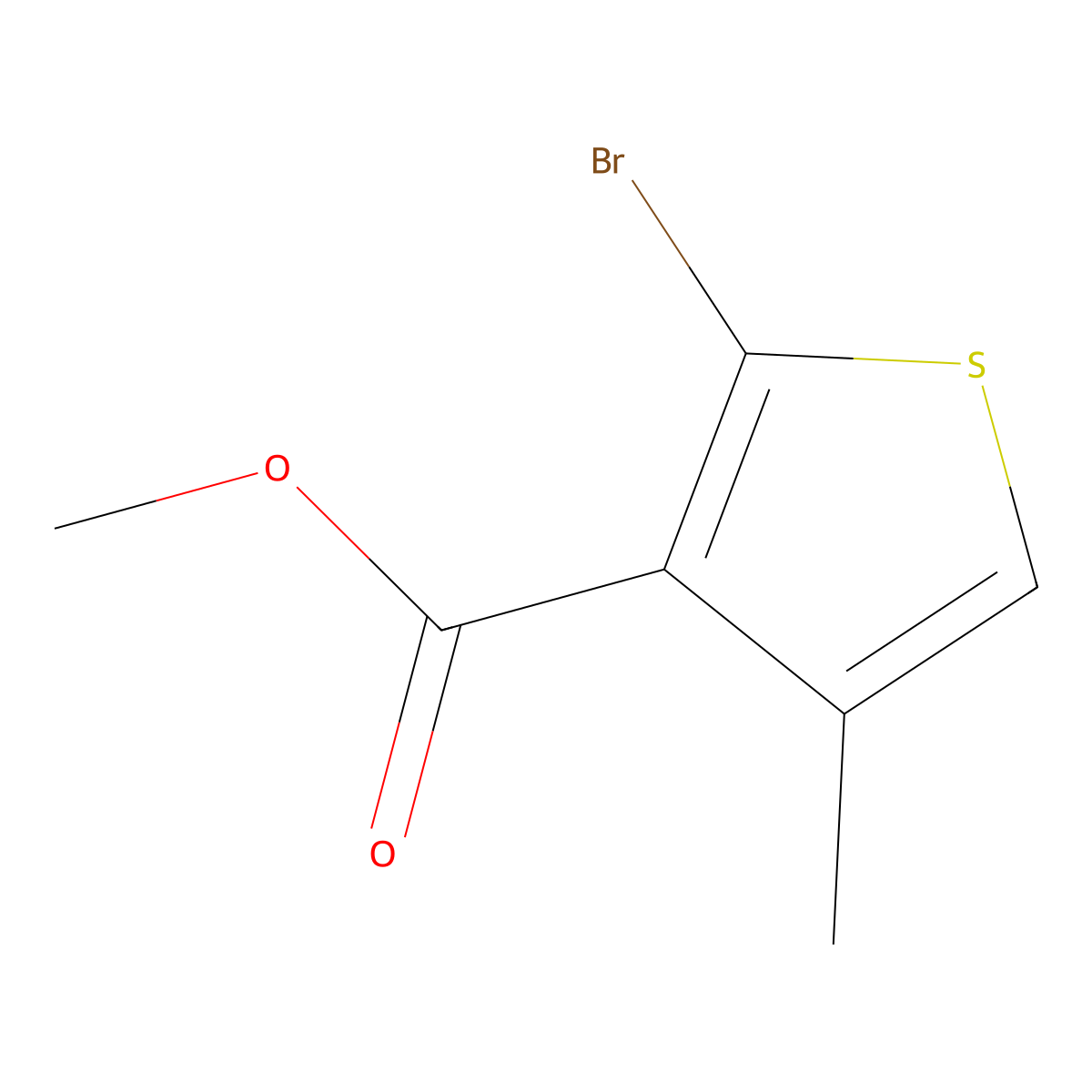 Methyl 2-bromo-4-methyl-3-thiophenecarboxylate molecular structure, CAS 1266396-99-9