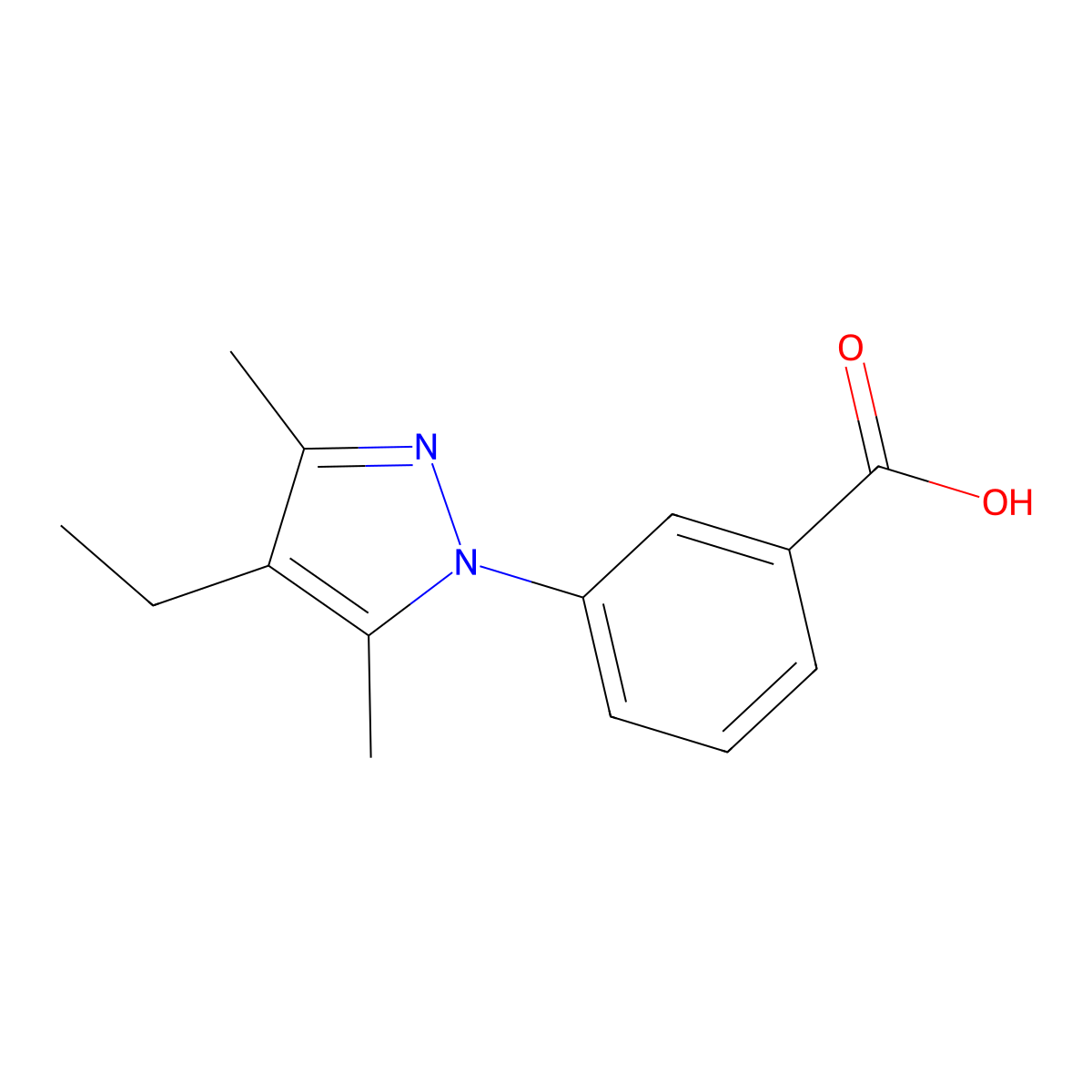 3-(4-ethyl-3,5-dimethyl-1H-pyrazol-1-yl)benzoic acid molecular structure, CAS 1266405-58-6