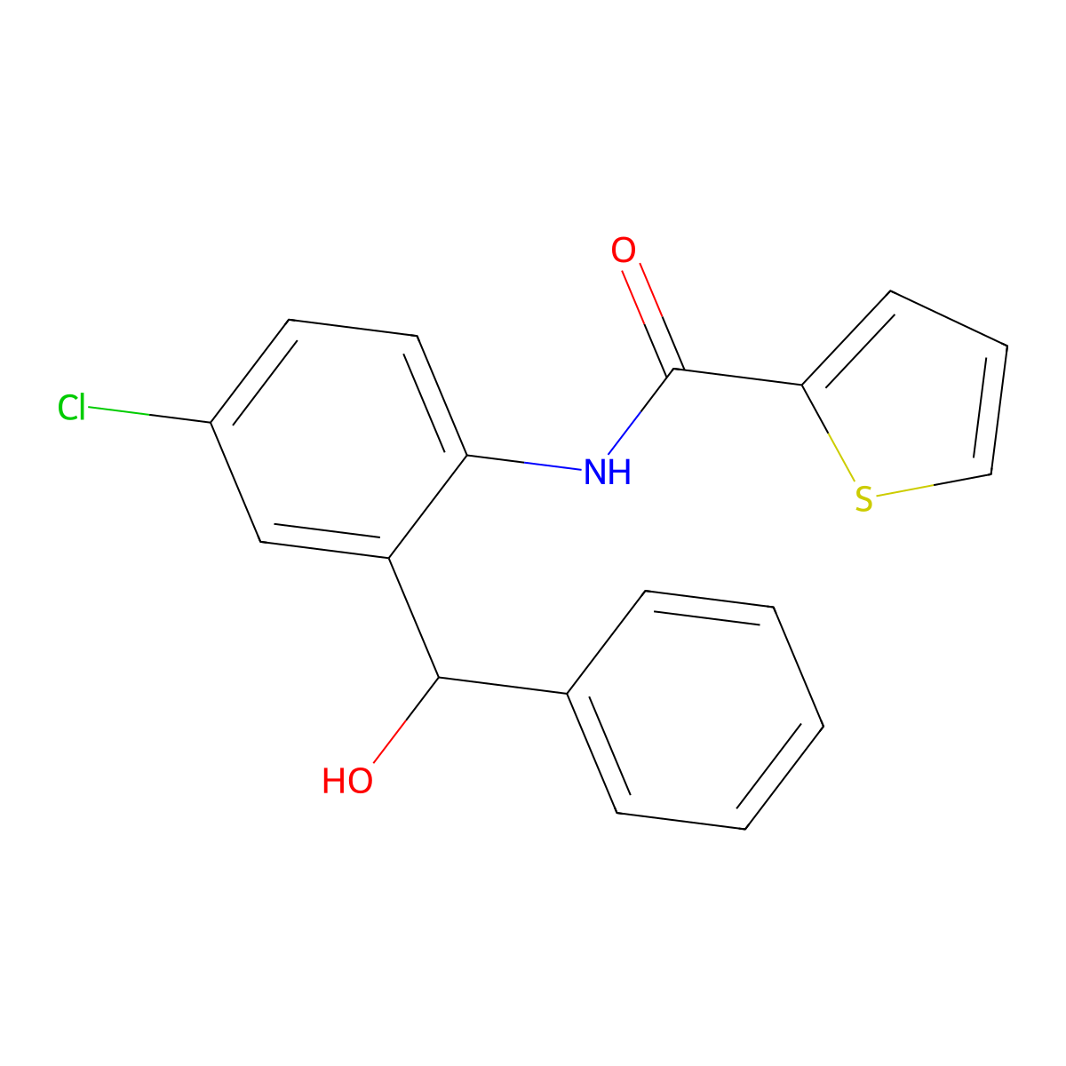 N-{4-chloro-2-[hydroxy(phenyl)methyl]phenyl}thiophene-2-carboxamide molecular structure, CAS 1266422-38-1