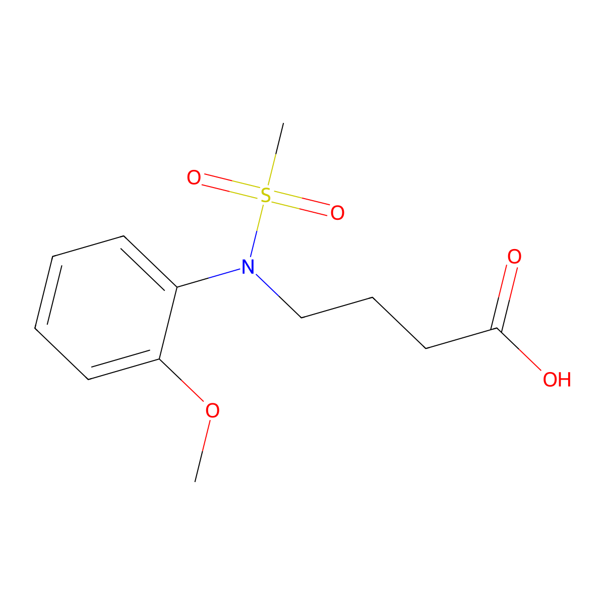 4-[(2-Methoxyphenyl)(methylsulfonyl)amino]butanoic acid molecular structure, CAS 1266460-57-4