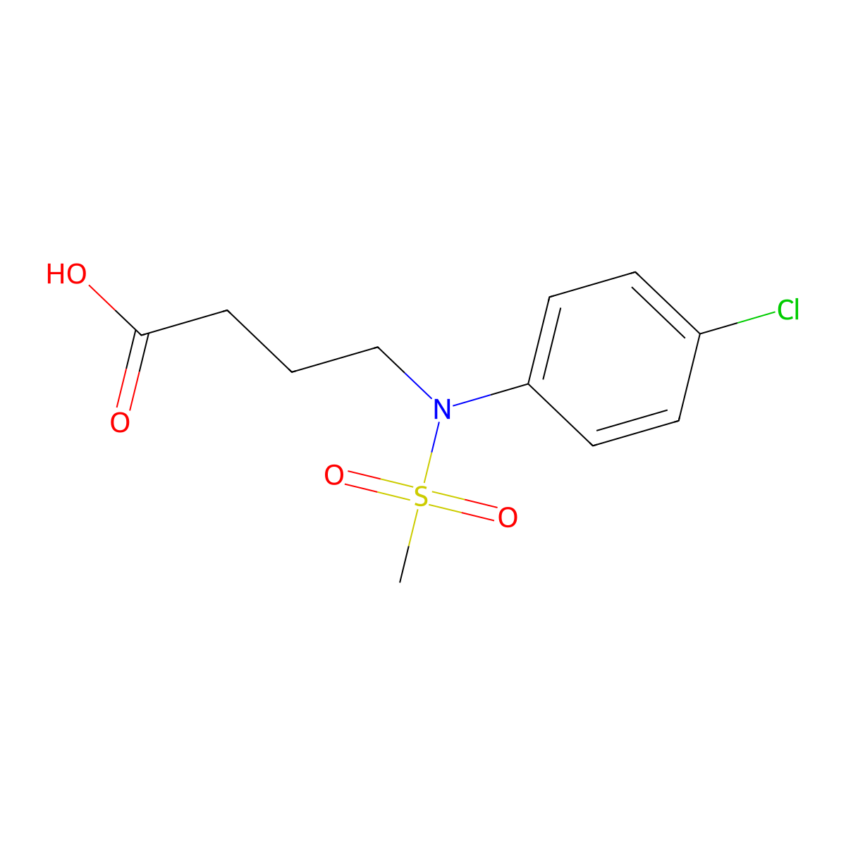 4-[(4-Chlorophenyl)(methylsulfonyl)amino]butanoic acid molecular structure, CAS 1266467-39-3