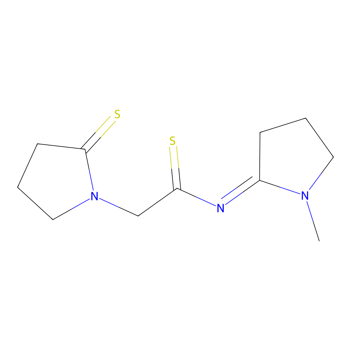 N-(1-Methyl-2-pyrrolidinylidene)-2-thioxo-1-pyrrolidineethanethioamide molecular structure, CAS 126647-15-2