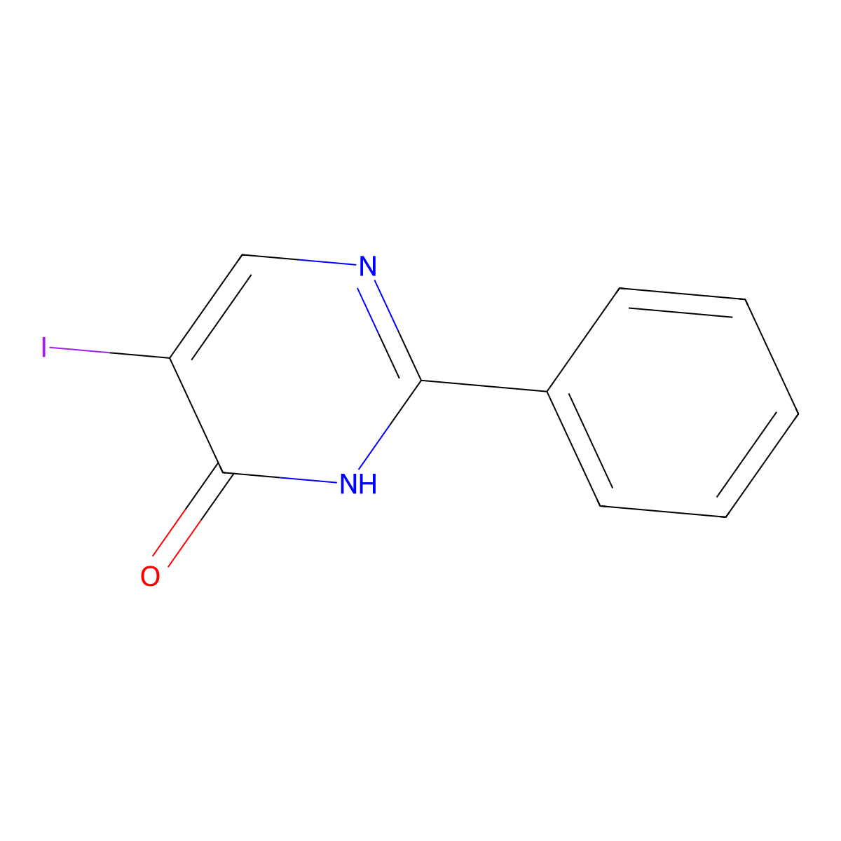 5-Iodo-2-phenylpyrimidin-4(3H)-one molecular structure, CAS 1266480-00-5