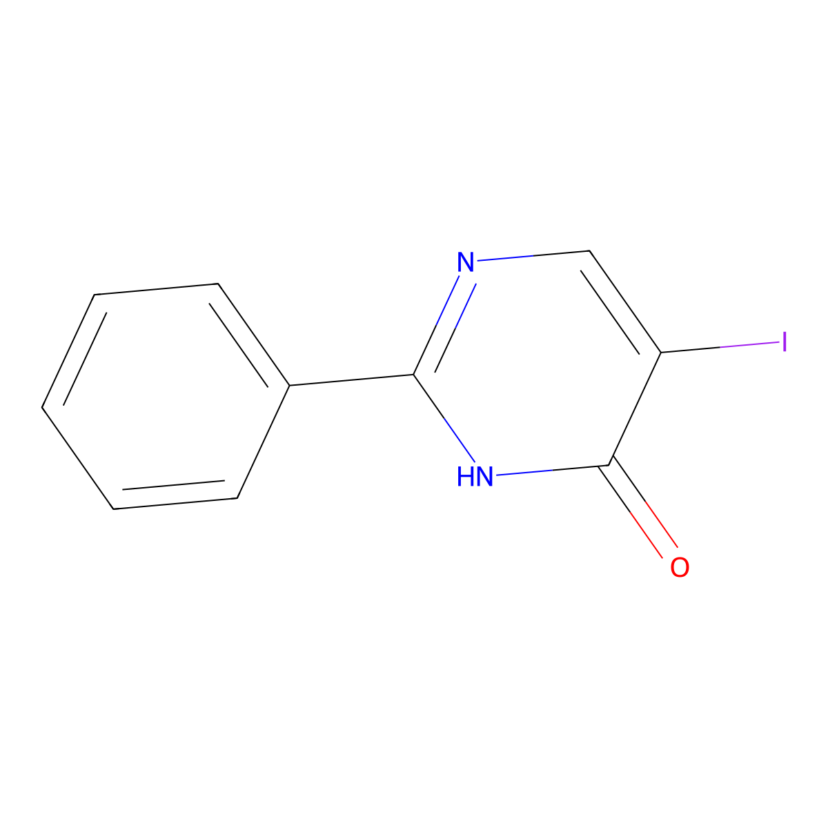 5-Iodo-2-phenylpyrimidin-4(3H)-one molecular structure, CAS 1266480-00-5