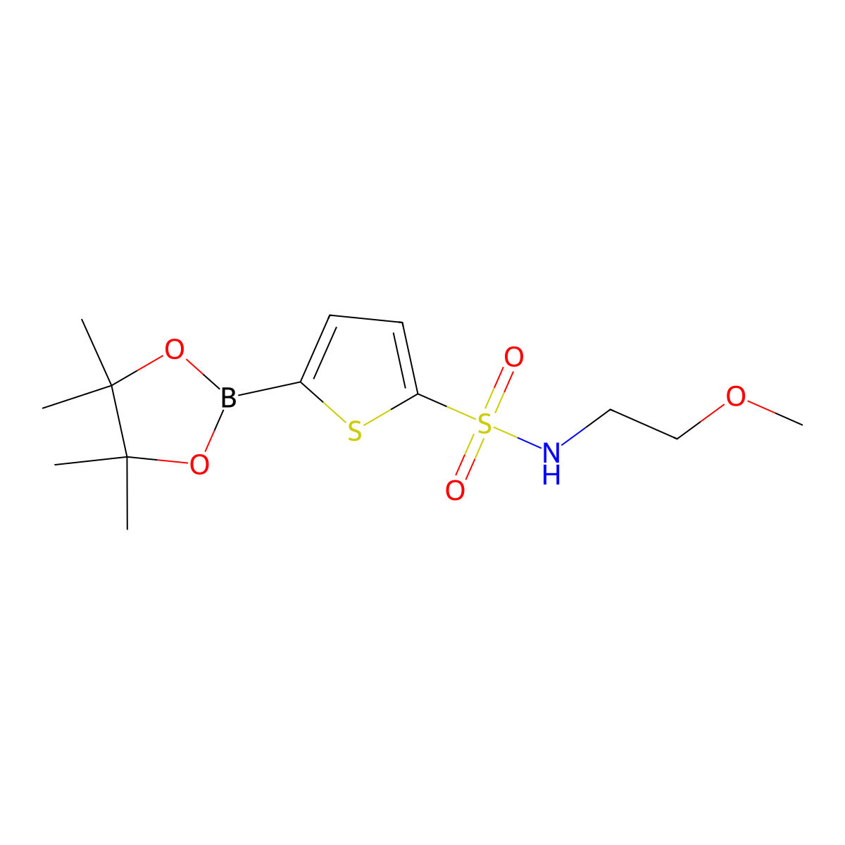 N-(2-methoxyethyl)-5-(4,4,5,5-tetramethyl-1,3,2-dioxaborolan-2-yl)thiophene-2-sulfonamide molecular structure, CAS 1266480-29-8
