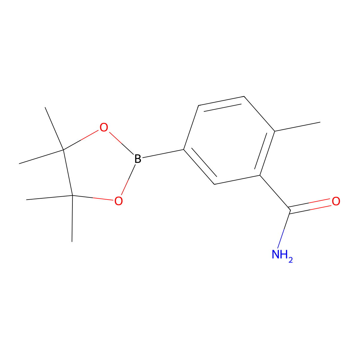 2-Methyl-5-(4,4,5,5-tetramethyl-1,3,2-dioxaborolan-2-yl)benzamide molecular structure, CAS 1266480-49-2