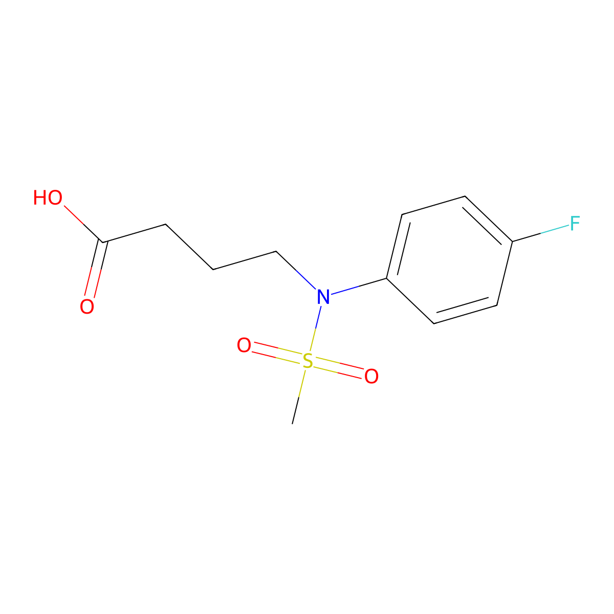 4-[(4-Fluorophenyl)(methylsulfonyl)amino]butanoic acid molecular structure, CAS 1266481-70-2