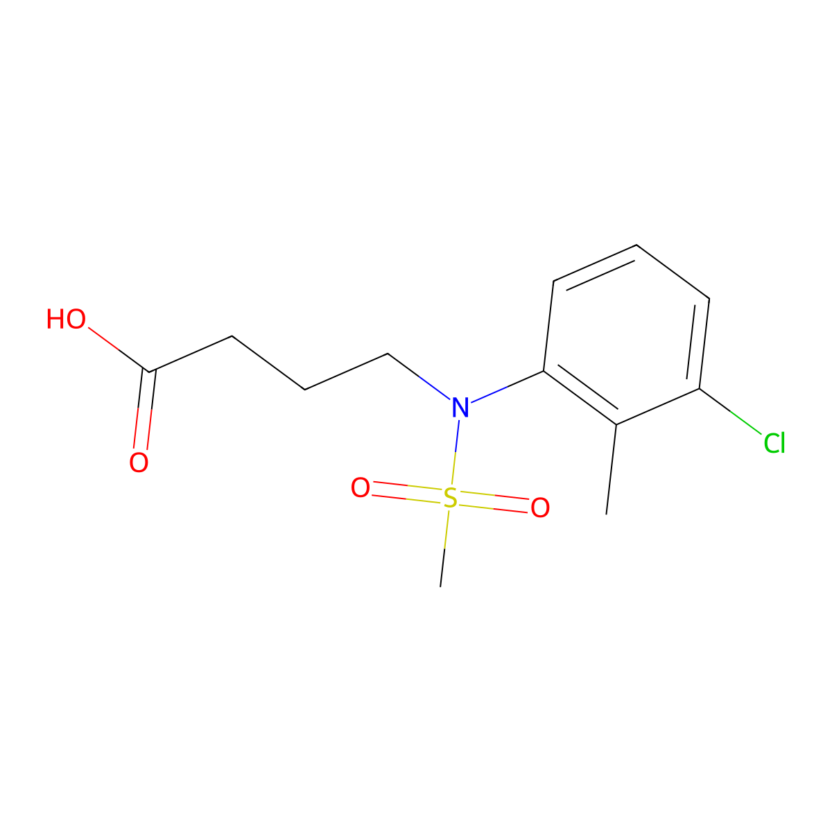 4-[(3-Chloro-2-methylphenyl)(methylsulfonyl)amino]butanoic acid molecular structure, CAS 1266483-36-6