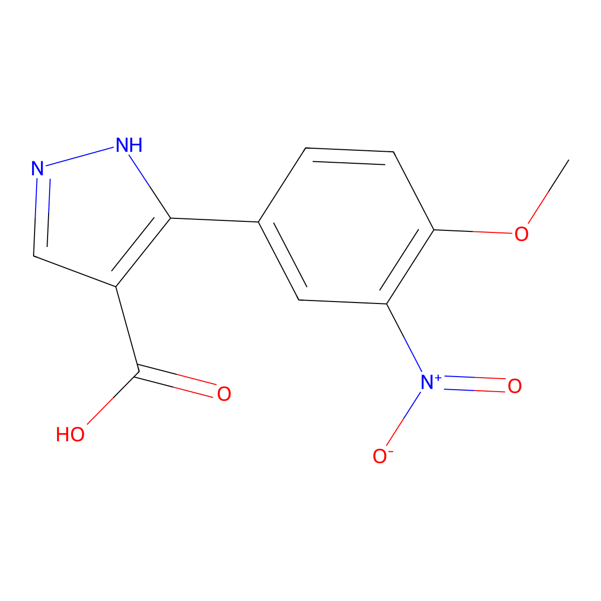 5-(4-methoxy-3-nitrophenyl)-1H-pyrazole-4-carboxylic acid molecular structure, CAS 1266484-49-4