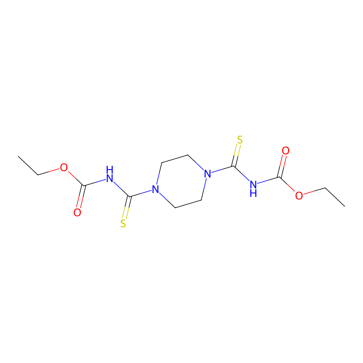 Ethyl (4-(((ethoxycarbonyl)amino)carbothioyl)-1-piperazinyl)carbothioylcarbamate molecular structure, CAS 126651-72-7