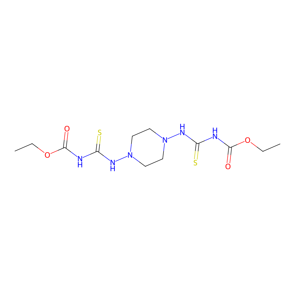 Ethyl {[4-({[(ethoxycarbonyl)amino]carbothioyl}amino)-1-piperazinyl]amino}carbothioylcarbamate molecular structure, CAS 126651-80-7