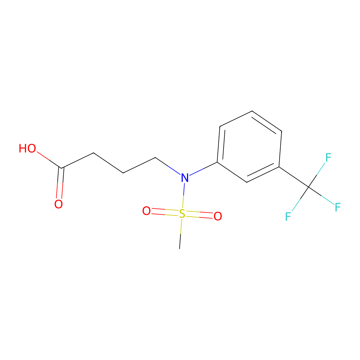 4-{(Methylsulfonyl)[3-(trifluoromethyl)phenyl]amino}butanoic acid molecular structure, CAS 1266516-69-1