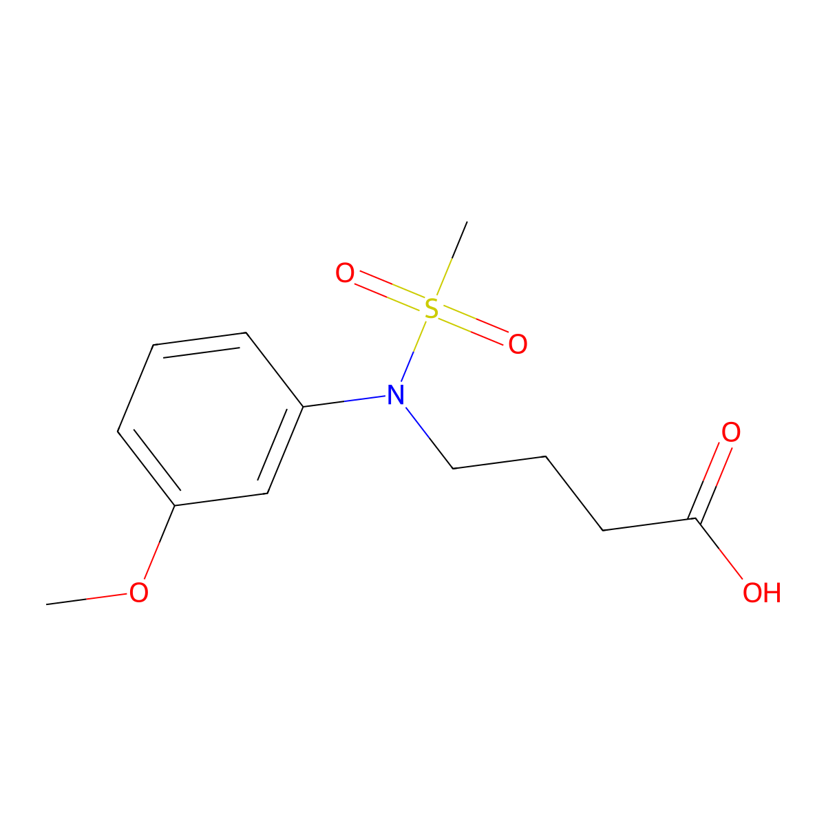 4-[(3-Methoxyphenyl)(methylsulfonyl)amino]butanoic acid molecular structure, CAS 1266535-83-4