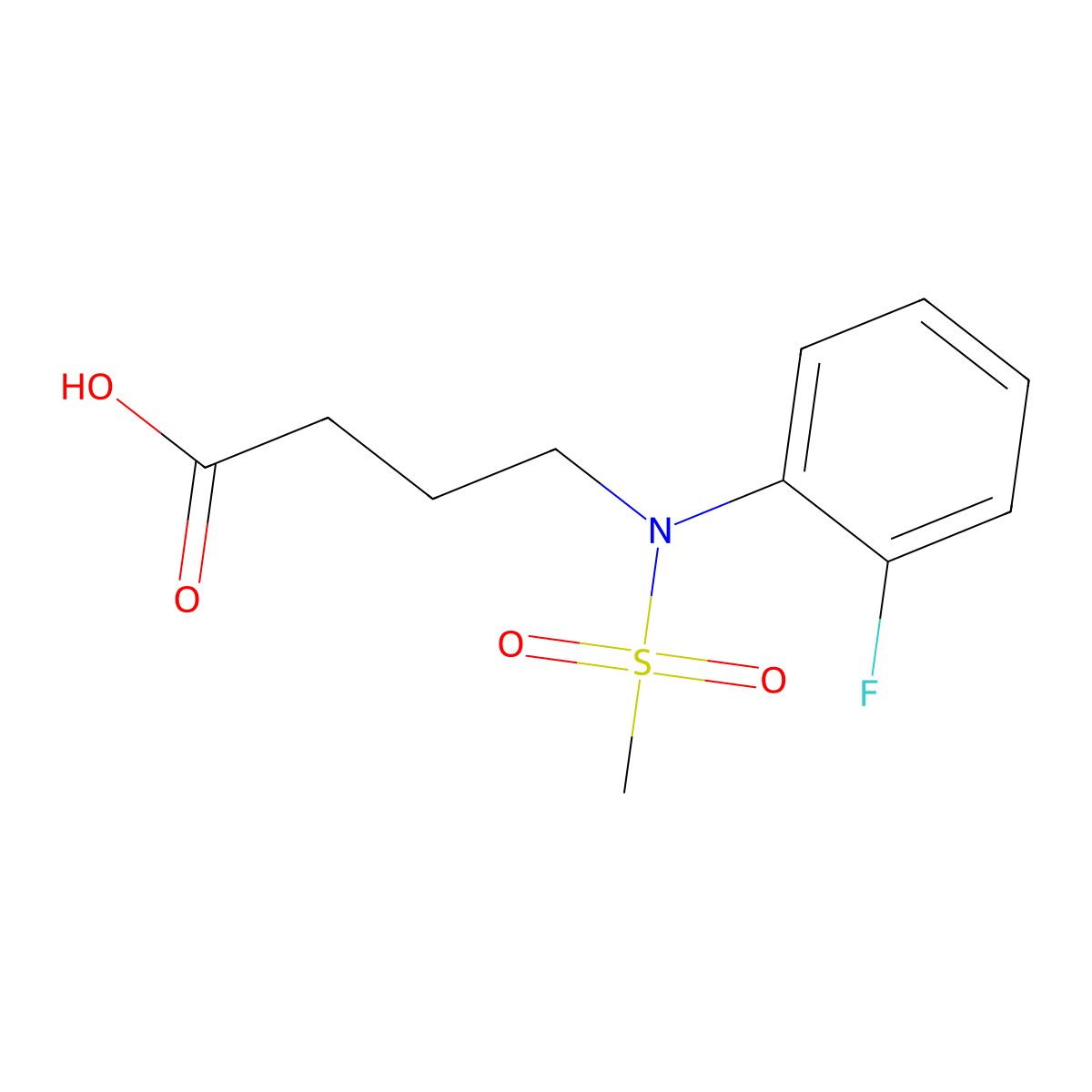 4-[(2-Fluorophenyl)(methylsulfonyl)amino]butanoic acid molecular structure, CAS 1266545-23-6