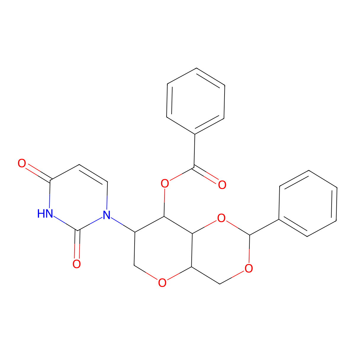 7-(2,4-Dioxo-3,4-dihydropyrimidin-1(2H)-yl)-2-phenylhexahydropyrano[3,2-d][1,3]dioxin-8-yl benzoate molecular structure, CAS 1266549-23-8