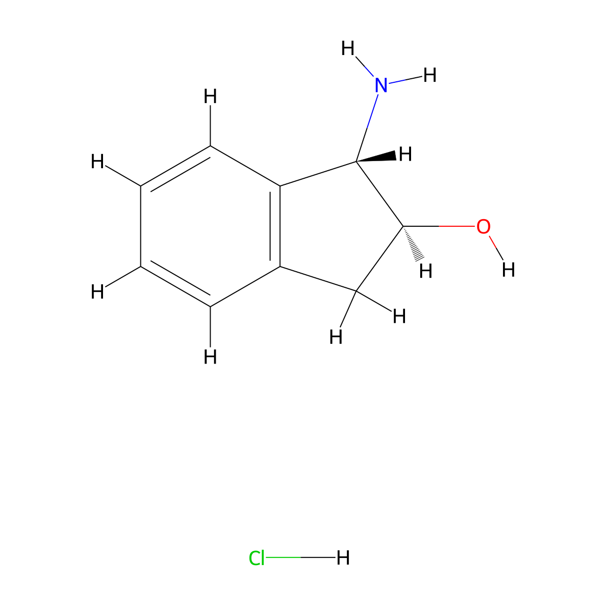 (1S,2S)-1-amino-2,3-dihydro-1H-inden-2-ol hydrochloride molecular structure, CAS 1266549-30-7