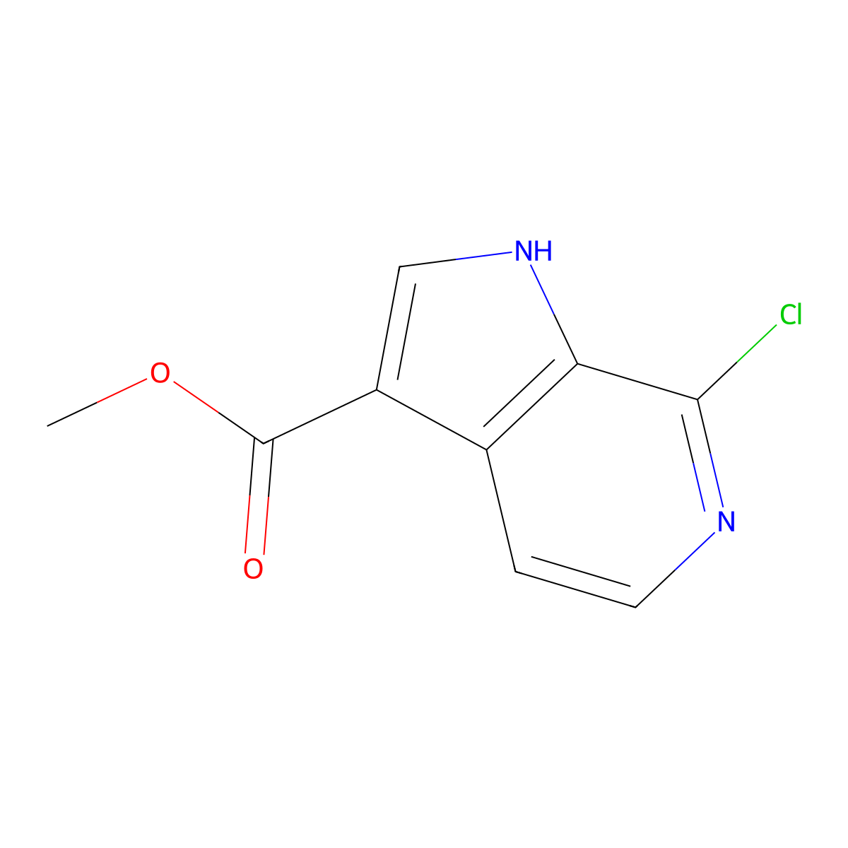 methyl 7-chloro-1H-pyrrolo[2,3-c]pyridine-3-carboxylate molecular structure, CAS 1266557-63-4