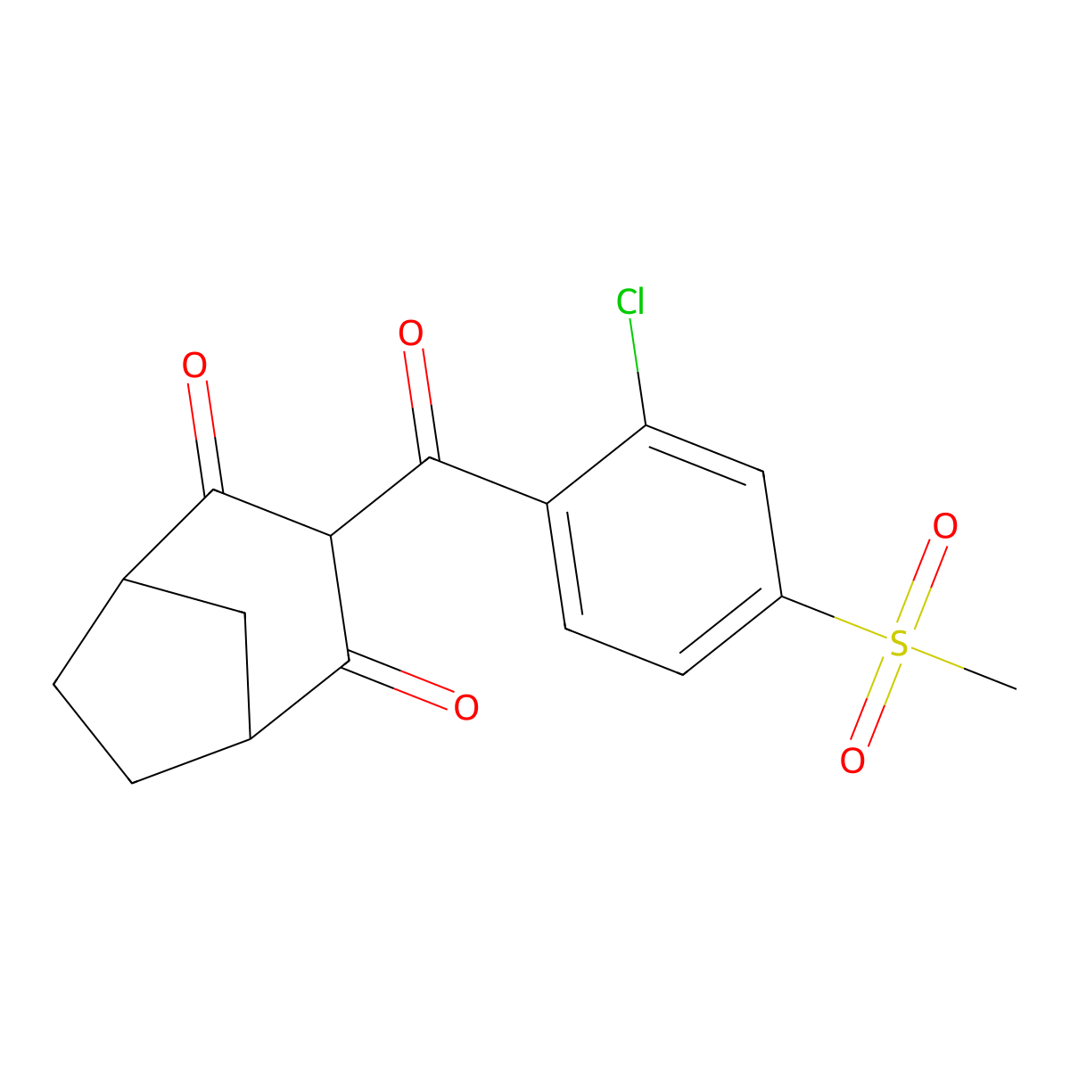 3-(2-Chloro-4-(methylsulfonyl)benzoyl)bicyclo(3.2.1)octane-2,4-dione molecular structure, CAS 126656-88-0