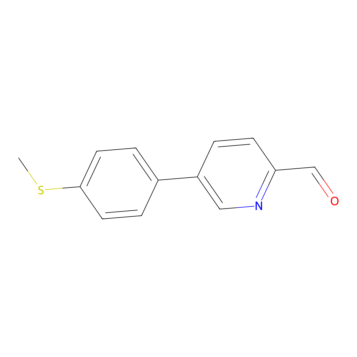 5-[4-(Methylthio)phenyl]-2-pyridinecarboxaldehyde molecular structure, CAS 1266569-80-5