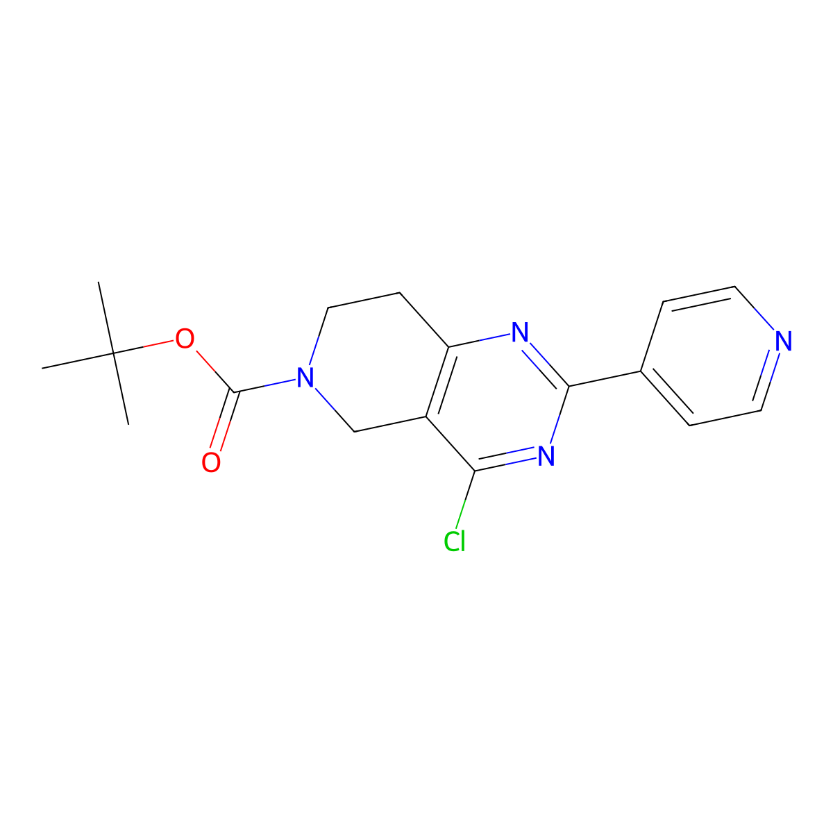 Tert-butyl 4-chloro-2-(pyridin-4-YL)-7,8-dihydropyrido[4,3-D]pyrimidine-6(5H)-carboxylate molecular structure, CAS 1266619-75-3