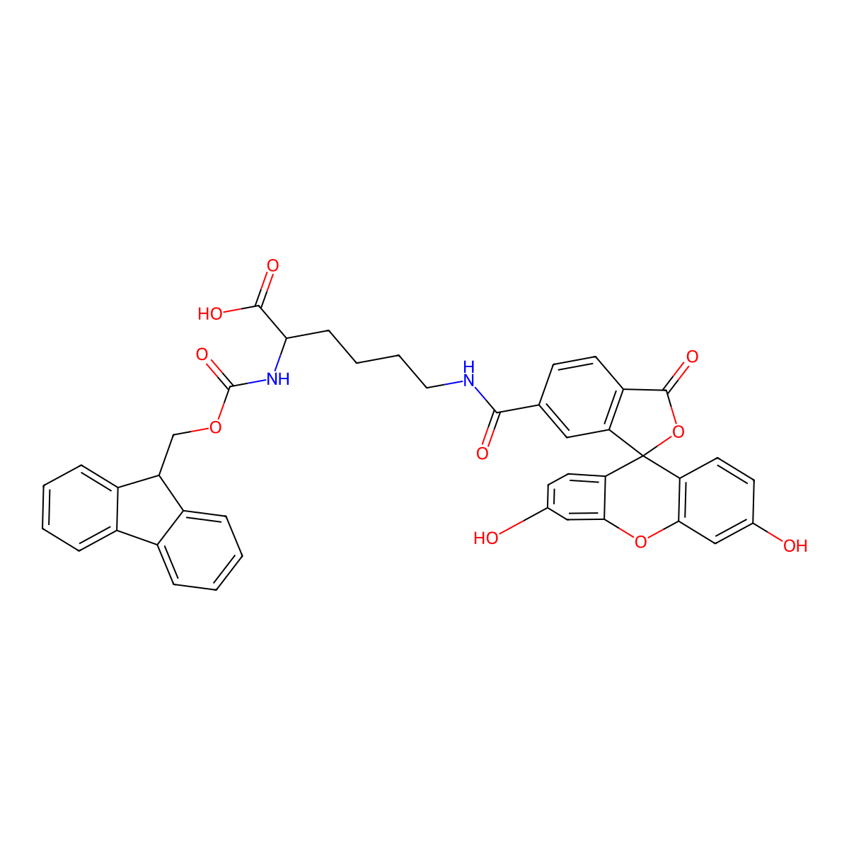 Fmoc-Lys(6'-FAM)-OH molecular structure, CAS 1266666-04-9