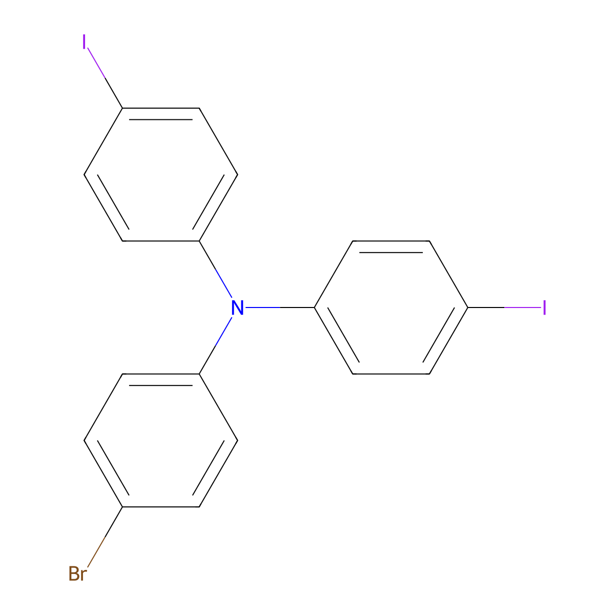 4-bromo-N,N-bis(4-iodophenyl)aniline molecular structure, CAS 1266674-69-4