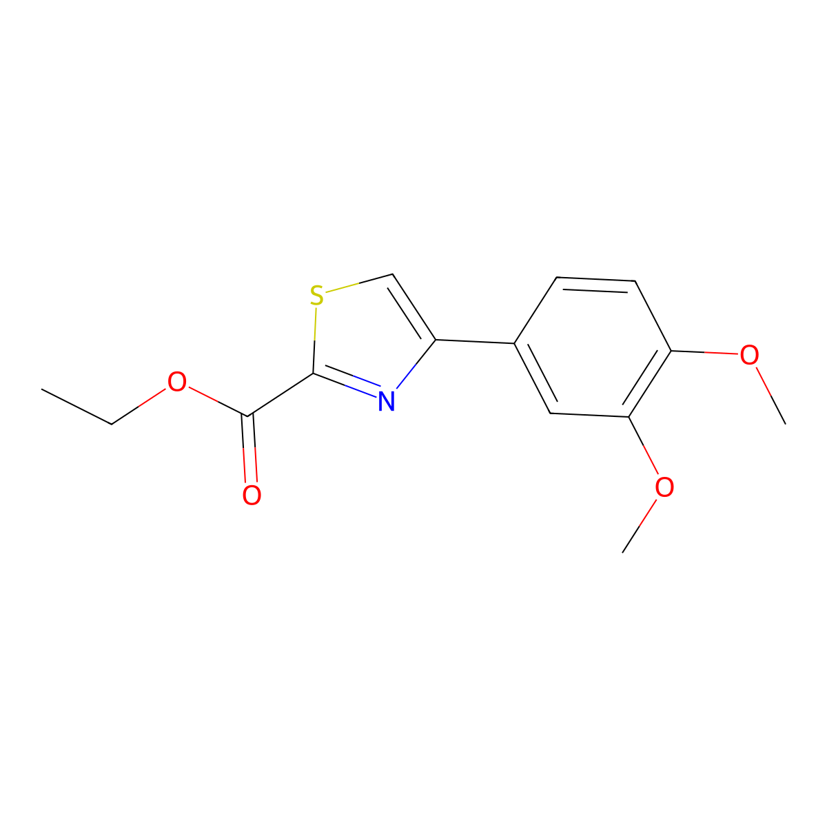 Ethyl 4-(3,4-dimethoxyphenyl)-2-thiazolecarboxylate molecular structure, CAS 1266677-02-4