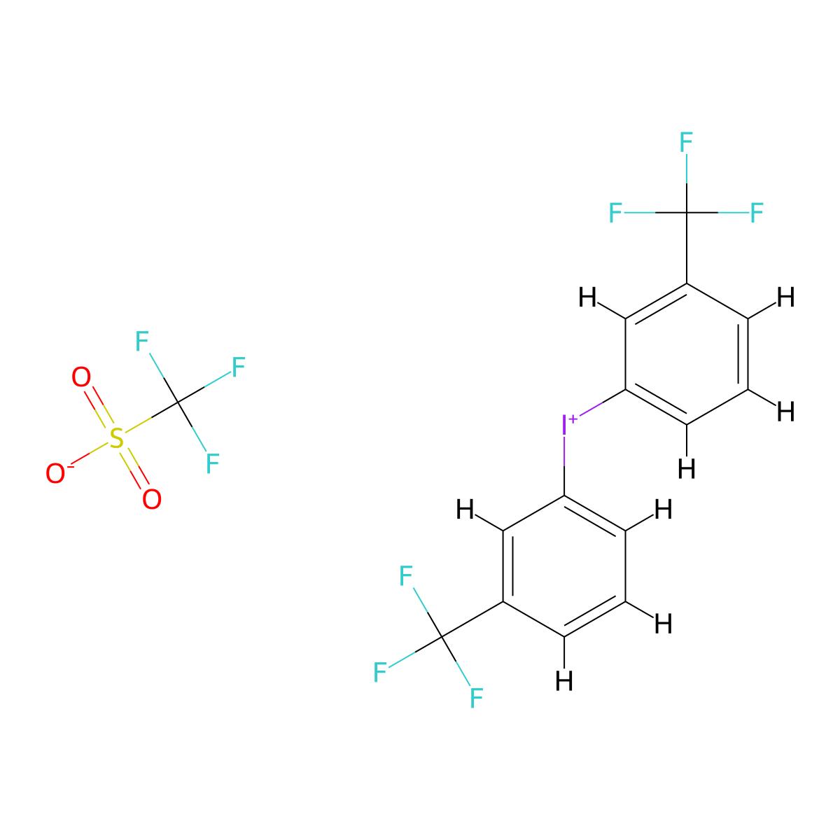 Bis(3-(trifluoromethyl)phenyl)iodonium trifluoromethanesulfonate molecular structure, CAS 1266679-95-1