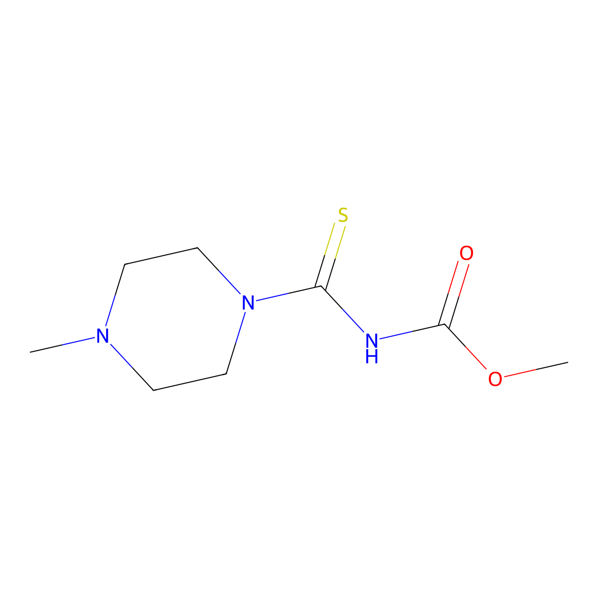 Methyl (4-methyl-1-piperazinyl)carbothioylcarbamate molecular structure, CAS 126668-03-9