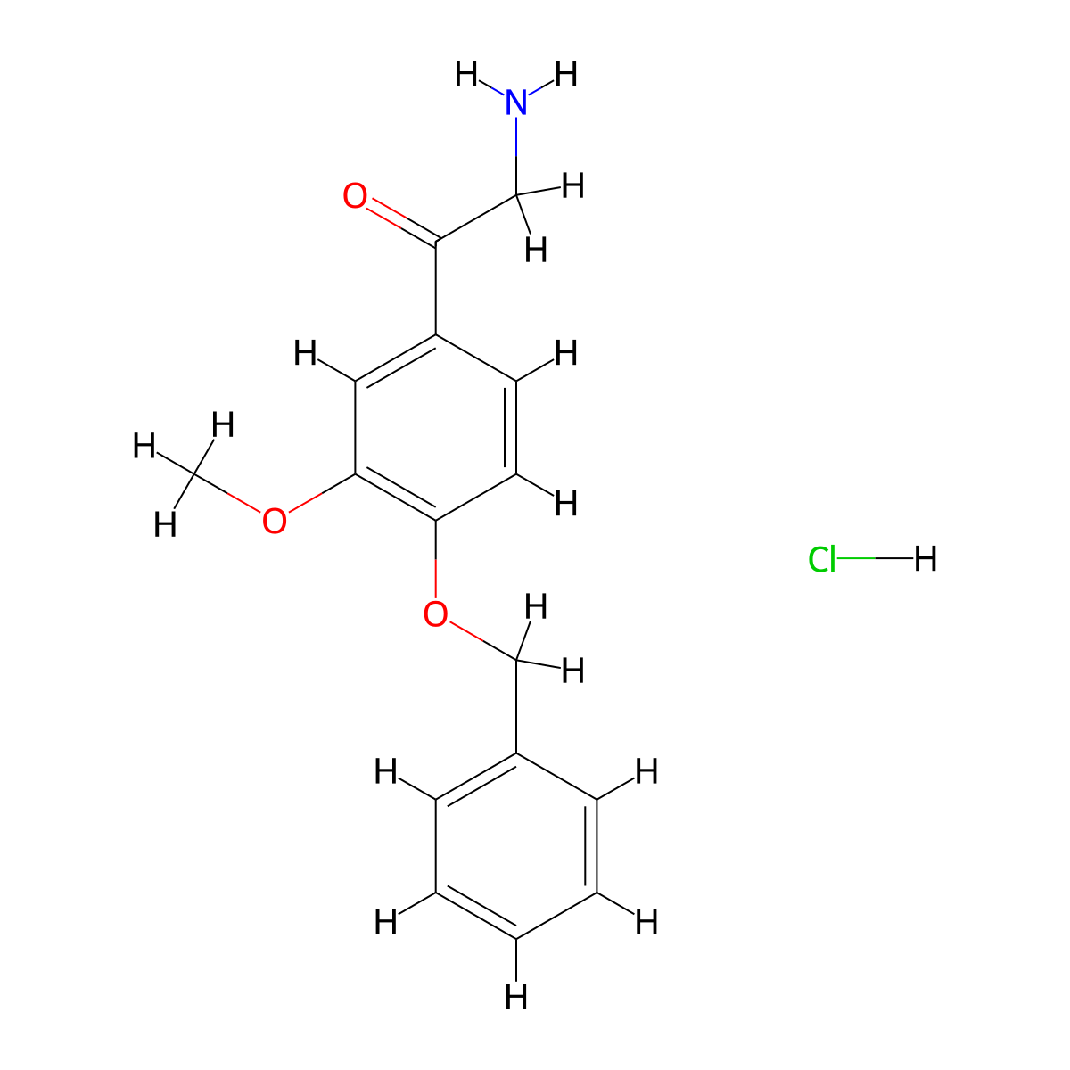 2-Amino-3'-methoxy-4'-(benzyloxy)acetophenone HCl molecular structure, CAS 1266682-61-4