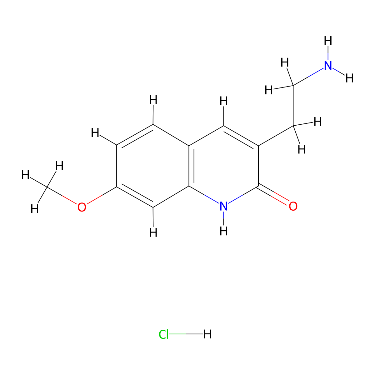 3-(2-aminoethyl)-7-methoxyquinolin-2(1H)-one hydrochloride molecular structure, CAS 1266685-45-3