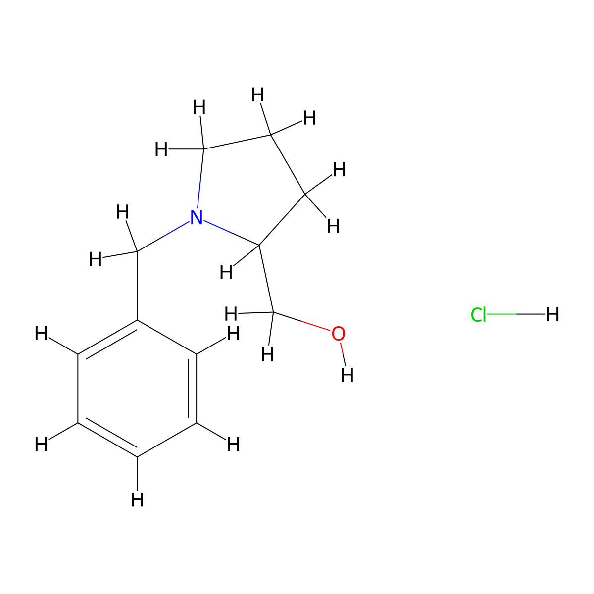 (1-Benzylpyrrolidin-2-yl)methanol hydrochloride molecular structure, CAS 1266685-46-4