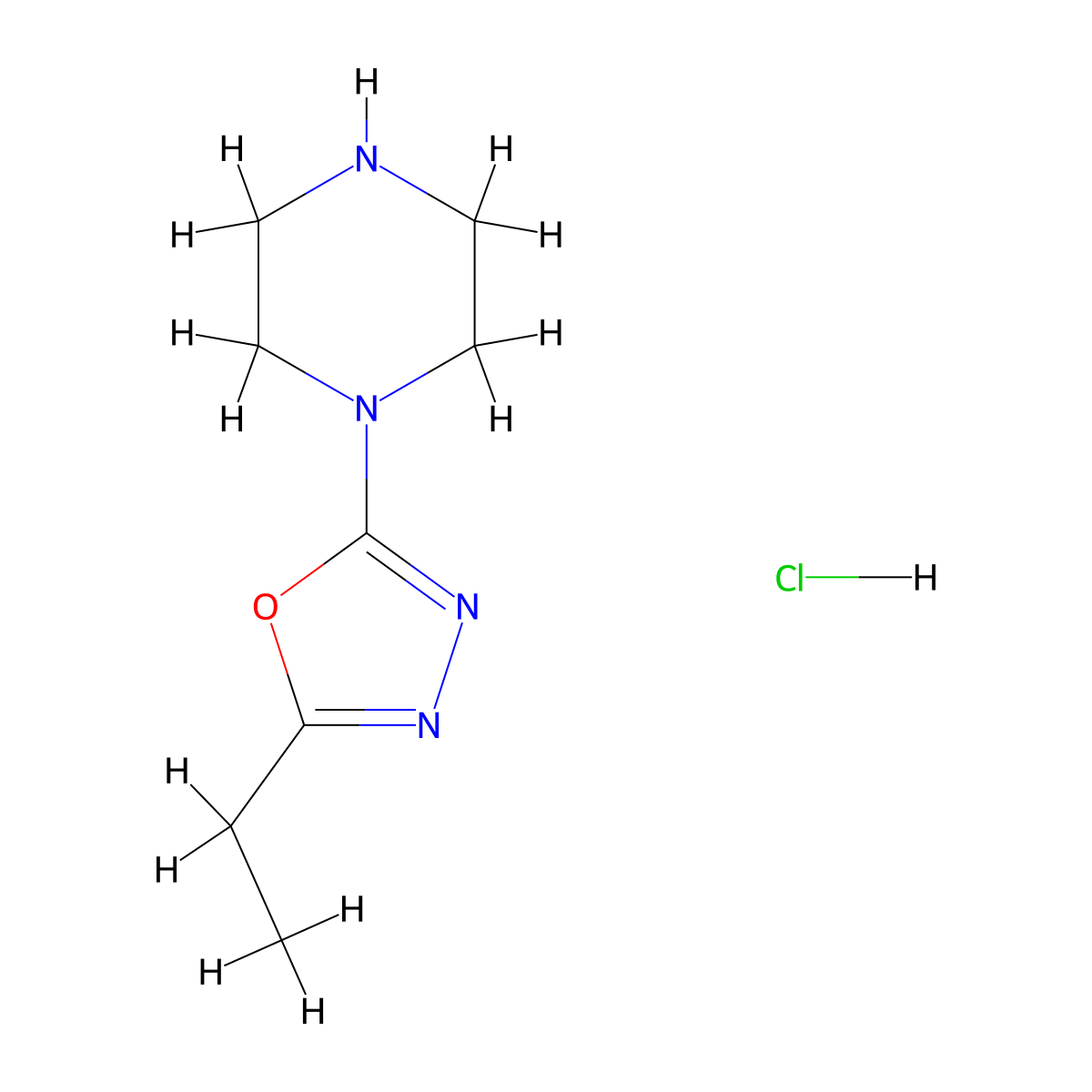 1-(5-Ethyl-1,3,4-oxadiazol-2-yl)piperazine hydrochloride molecular structure, CAS 1266685-64-6