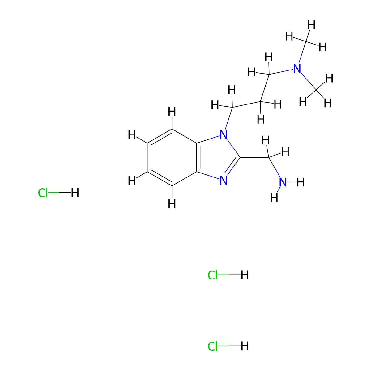 {1-[3-(dimethylamino)propyl]-1H-1,3-benzodiazol-2-yl}methanamine trihydrochloride molecular structure, CAS 1266685-80-6