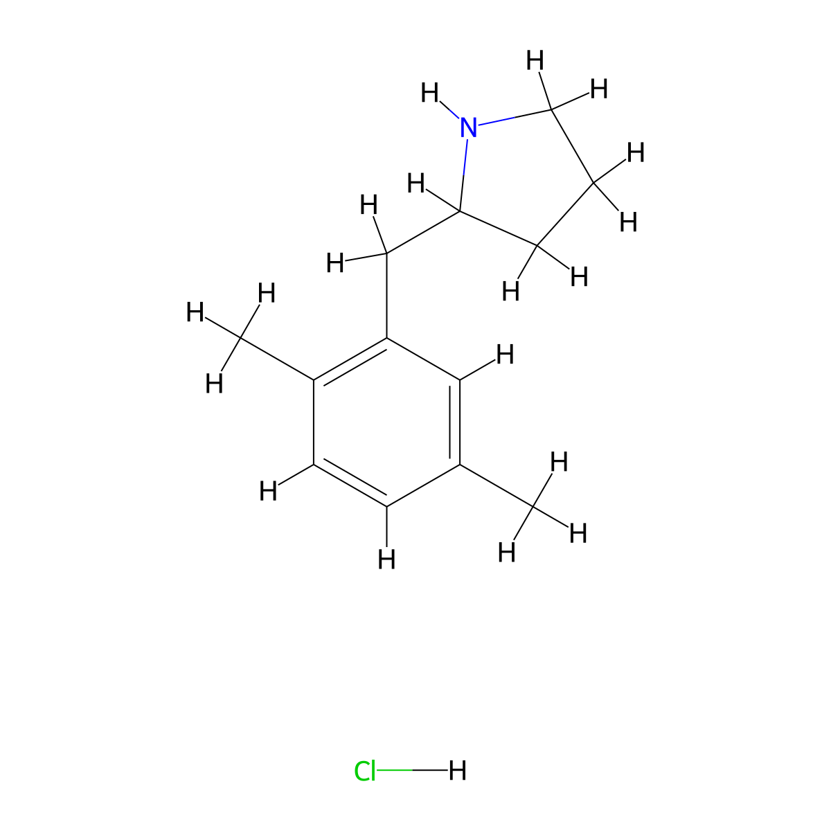 2-[(2,5-Dimethylphenyl)methyl]pyrrolidine hydrochloride molecular structure, CAS 1266685-89-5
