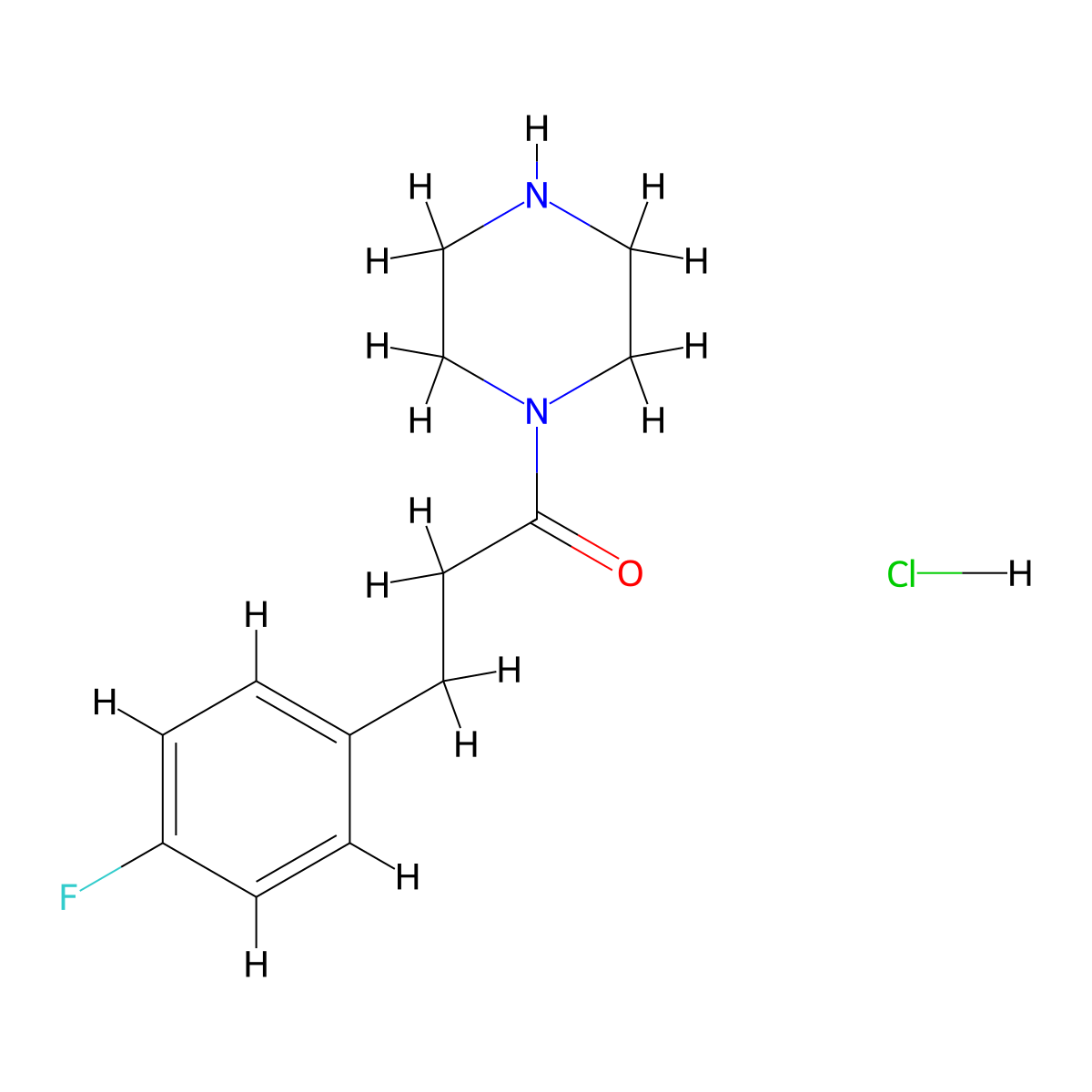 3-(4-Fluorophenyl)-1-(piperazin-1-yl)propan-1-one hydrochloride molecular structure, CAS 1266686-08-1
