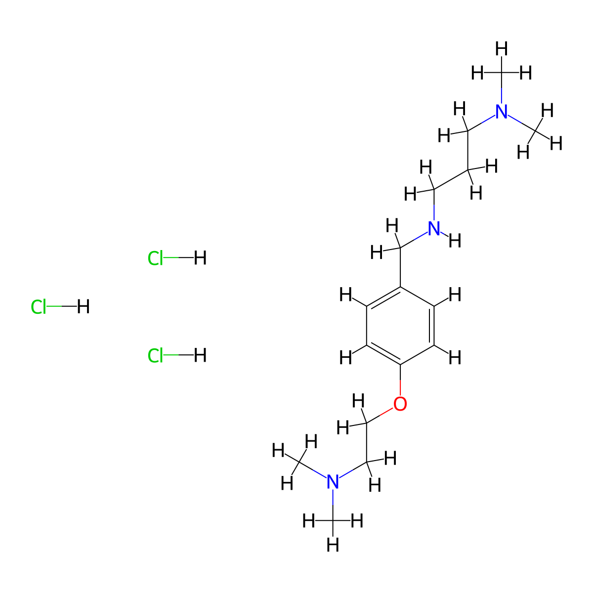 ({4-[2-(Dimethylamino)ethoxy]phenyl}methyl)[3-(dimethylamino)propyl]amine trihydrochloride molecular structure, CAS 1266686-17-2
