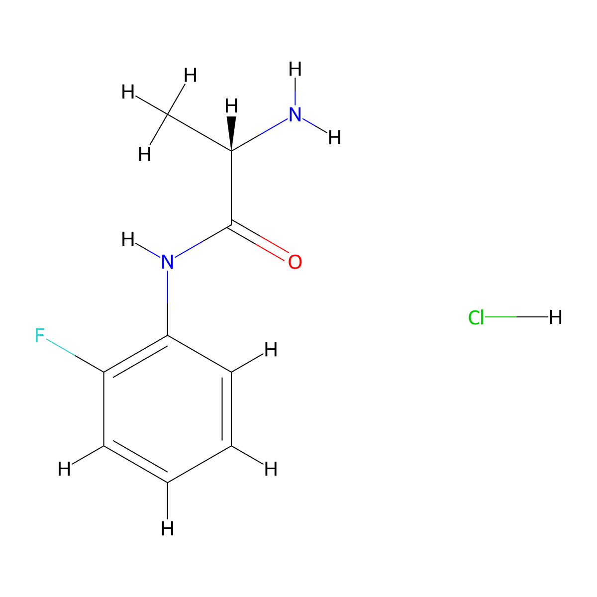 (2S)-2-amino-N-(2-fluorophenyl)propanamide hydrochloride molecular structure, CAS 1266686-21-8